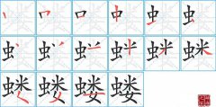 蝼的笔顺笔画怎么写-解读汉字蝼的笔画、